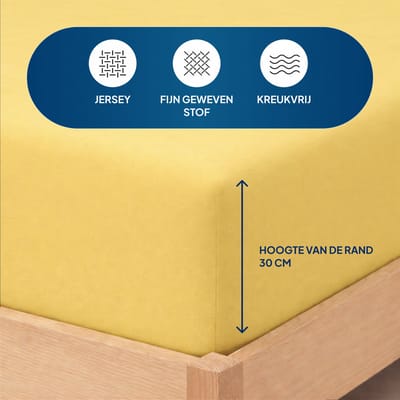 AM Qualitätsmatratzen Premium hoeslaken 90 x 200 cm topper (200gsm) in Geel - Made in Germany - OEKO TEX gecertificeerd topper hoeslaken - Jersey hoeslaken - Fitted Sheets