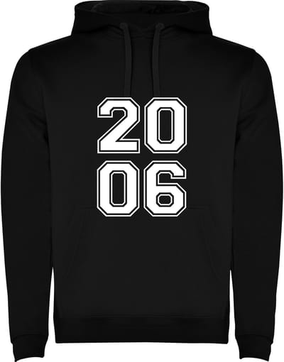 Zwarte Hoodie Varsity College Cijfers 2006 - Cijfers Wit - Opvallend Stoer - Mooi Maat M