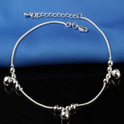 Fako Bijoux® - Enkelbandje - Enkelsieraad Verzilverd - 3x5 Bolletjes - 22cm - Zilverkleurig