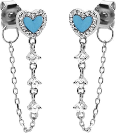 Karma Oorbellen Chain Smell Of Love Turquoise | Zilver