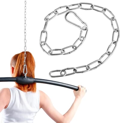 Fitness Ketting - Triceps Touw - Krachttraining Thuis - Verstelbare Schakels - 60 cm - Zilver