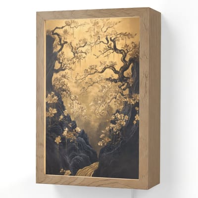 Wandlamp 20x30 cm - Oplaadbaar - Bloemen - Takken - Goud - Sierlijk - Wandlampen binnen woonkamer - Slaapkamer lamp met kabel - Decoratieve nachtlamp - Vloerlamp snoer