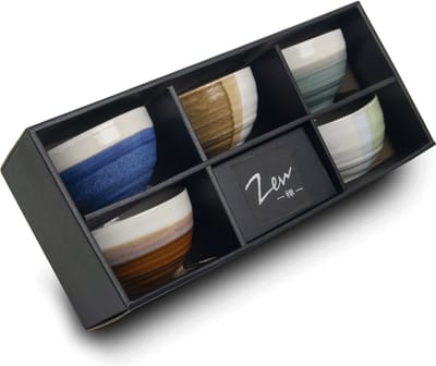 Matcha Thee Kommen Set 'Zen' - 5 mini Matcha Chawan's - Ook geschikt voor reguliere Thee