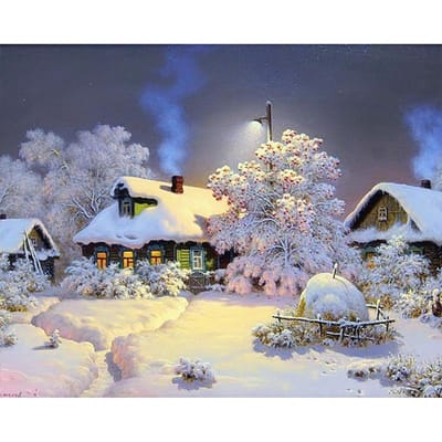Peinture diamant à faire soi-même, paysage de neige d'hiver, strass, point de croix, broderie diamant 20X30CM gray