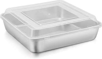 Set van 2 Vierkante Bakvormen met Deksel - Roestvrij Staal voor Cake en Brownies 22,5 x 22,5 cm