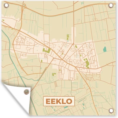 Tuin poster Stadskaart - Vintage - België - Plattegrond - Kaart - Eeklo - 200x200 cm - Tuindoek