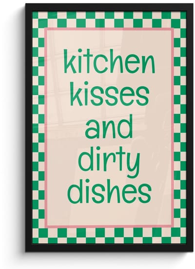Poster in lijst - Fotolijst 40x60 cm - Posters - Quote - Groen - Geblokt - Keuken - Posterlijst zwart - Decoratie - Wanddecoratie woonkamer - Muurdecoratie slaapkamer