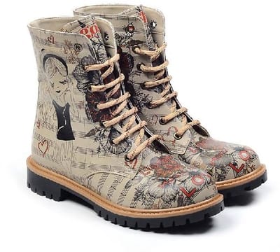 GOBY Artistic Lace-Up Boots - Handgemaakt - Uniek Design - Vegan Comfort - Maat 37