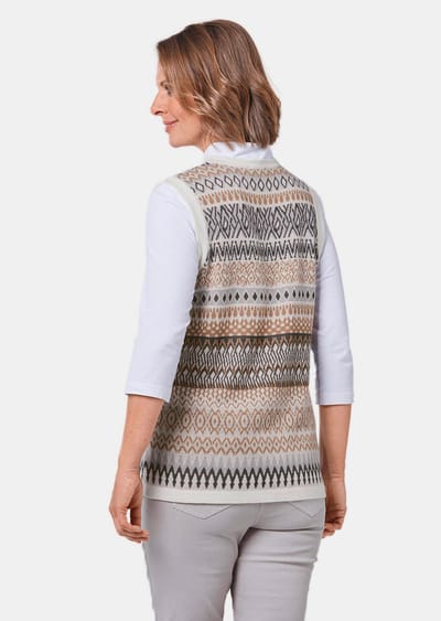 Slip-over - grijs / camel / gedess. - Gr. 42 van Goldner Fashion