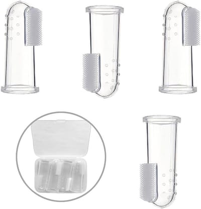 Zachte siliconen vinger tandenborstels voor effectieve mondverzorging en tandreiniging met opbergdoos - 4 stuks