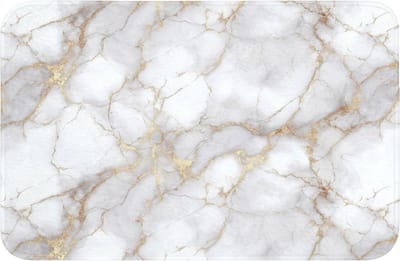 WC mat 60x40 cm - Antislip - Wit - Goud - Marmer - Grijs - Toiletmat - Vloermat - Douchemat - Toilet tapijt - Toiletmatten