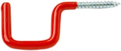 Kleine vierkante haak kunststof gecoat - rood (verpakking van 6)