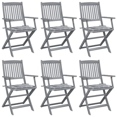 vidaXL - Inklapbare - stoelen - 6 - st - met - kussens - massief - acaciahout