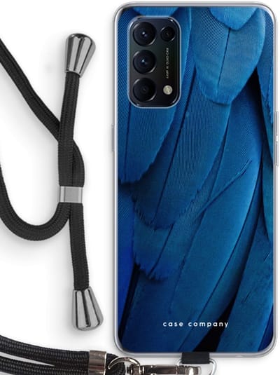 Case Company® - Hoesje met koord geschikt voor Oppo Find X3 Lite hoesje met Koord - Pauw - Telefoonhoesje met Zwart Koord - Bescherming aan alle Kanten en Over de Schermrand
