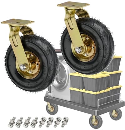 Rubberen Wielen - Möbelrollen Luchtwielen - Trolley Verplaatsen - Schokabsorberend Stil - 200 mm - Zwart