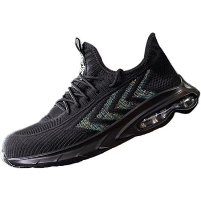 Chaussures d'assurance travail pour hommes, chaussures de sécurité à embout en acier respirantes tissées volantes, chaussures de travail de protection résistantes à l'usure, anti-écrasement et anti-perforation 45