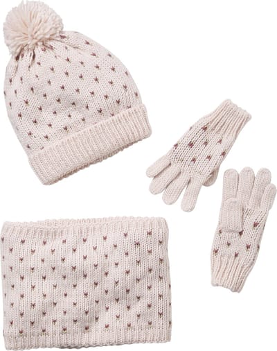 Vertbaudet Set muts + snood + handschoenen met hartjes meisje