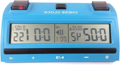 Professionele Schaakklok - Digitale Timer Stopwatch - Schaakwedstrijden Tellen - Grote Knoppen - 300 Gram - Blauw