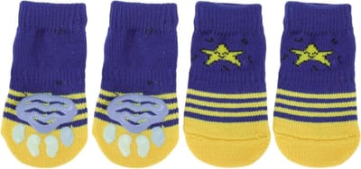 Non-slip honden- en kattensokken met sterpatroon voor bescherming en grip, 4 stuks, maat S