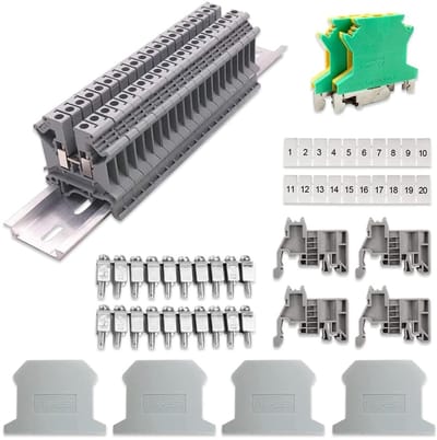 Din Rail Klemmen, Passage Klemmen voor Din Rail Terminals, Klemstrip Kit voor Elektrische Aansluitingen in Automatiseringsprojecten, Garage en Doe-Het-Zelf Projecten