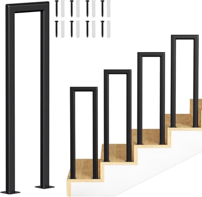U-vorm Elliptische Buis Leuning 55cm Ijzer Leuning Buiten & Binnen Trap Leuning Trap Balkon Balustrade Zwart