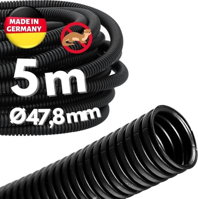 5 meter Kalitec ribbelbuis gesloten NW 50 I ribbelslang zonder gleuf I marterbeschermingsbuis I lege buis I kabelbescherming AD 53,6 mm ID 47,8 mm