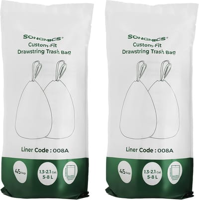 SONGMICS - Vuilniszakken - 8L - 2 Rollen - 90 Stuks - Waterdicht - Voor Keuken