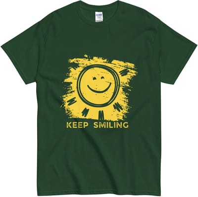 Grappig T Shirt Vrouwen en Mannen - Inspirerende Quote en Smiley Keep Smiling - Groen - S