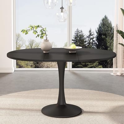 Eettafel Uitschuifbaar - Eettafel Ovaal - Moderne Woonkamer - Eenvoudige Montage - 100-140x100x75 cm - Zwart