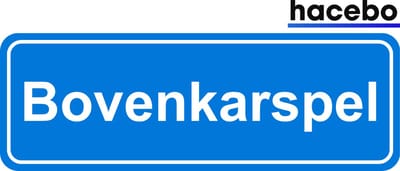 Hacebo - Plaatsnaam Sticker - 29x10 CM - Bovenkarspel sticker - Verkeersborden sticker - grappige cadeaus - Bovenkarspel