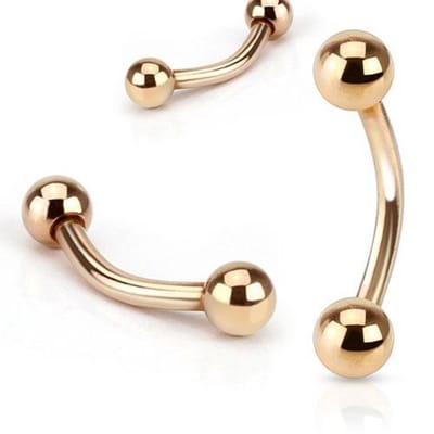 Piercing curved rond basis extern 1.2x8x3 - rose goud - LMPiercings