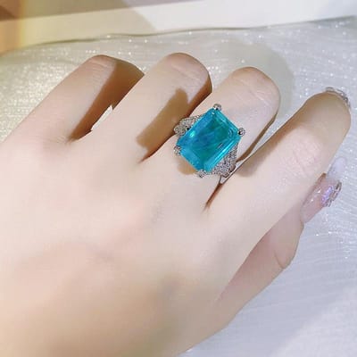 NIEUW Klassieke Dames 925 ring met paraiba edelstenen dames fijne Sieraden Cadeau Bruiloft Verloving Accessoires 8 gray