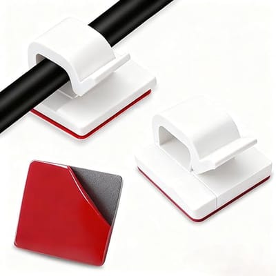 Famanu – Wit zelfklevende kabelclips - draadorganisator voor tv - pc - laptop - ethernet - bureau en thuis - stevig en eenvoudig aan te brengen - set van meerdere stuks