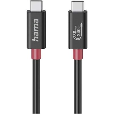 Hama Usb-c-kabel, E-marker, Usb4 Gen4, 80 Gbit/s, 5 A, 240W, 1,00m (00200799)