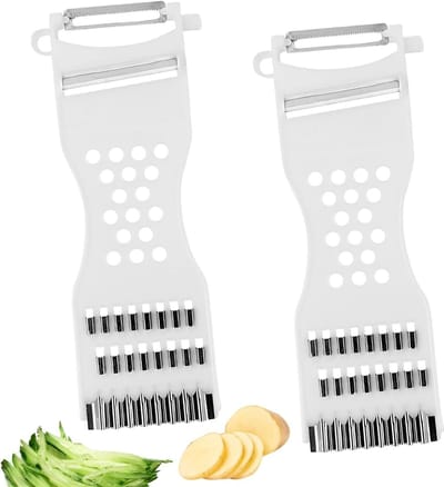 Set van 2 Multifunctionele Groenteschillers - 6-in-1 Groenteschiller, Aardappelschiller en Julienne Snijder voor Fruit en Groenten