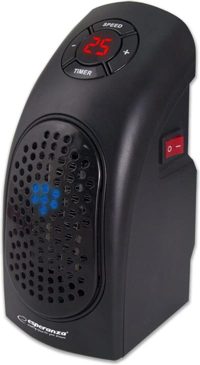 MOZY - Luchtverwarmer Kalahari - Heater - Zwart - 2 Standen - 400W - met Timer - Stopcontact Verwarmer - Warme Kachel - Energiezuinige Verwarming - Elektrische Kachel - Straalkachel - Warme Lucht - Draagbaar