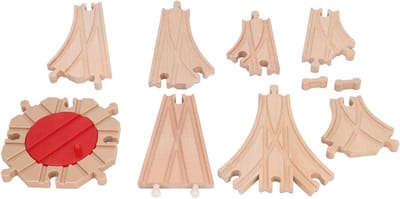 Houten Treinbaan - Constructiespeelgoed - Peuters Spelen - Premium Beukenhout - 22 x 18 x 4 cm