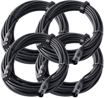 4-delige set XLR Microfoonkabel 10 Meter - Professionele Audio Kabel Stereo Zwart