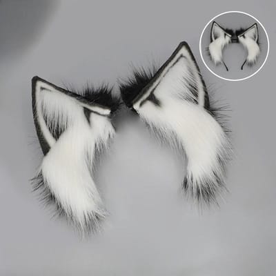 Oplaadbaar Pluche Kattenoren Haaraccessoire Cosplay Tentoonstelling Beweegbaar Realistisch Vossenoor Afneembaar Elektrisch Hoofdband Dierenoortjes One Size white