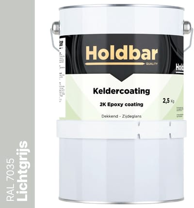 Holdbar Keldercoating Lichtgrijs (RAL 7035) 2,5 kg - Kelder waterdicht maken - Alle Kleuren - Kelder Epoxy - Krasvast - Eenvoudig reinigbaar - Vochtregulerend - 2 Componenten
