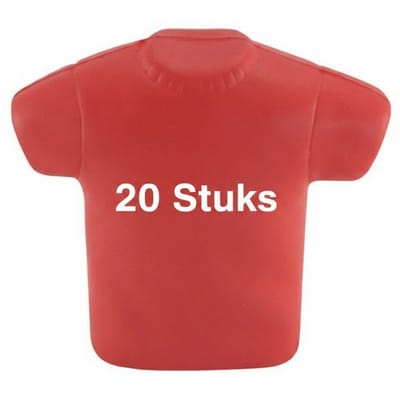 20 stuks Zachte stressbal van PU schuim in de vorm van een T-shirt, kleur rood