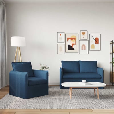 vidaXL Bankstel 2 pcs Blauw 136 x 82 x 85 cm Stof