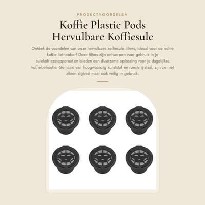 Dailygoods- Koffiepads Herbruikbaar - Koffiesulefilter - Kunststof/Roestvrij Staal - 6 Stuks - Duurzaam - Navulbaar - Veilig in Gebruik - Koffiefilter