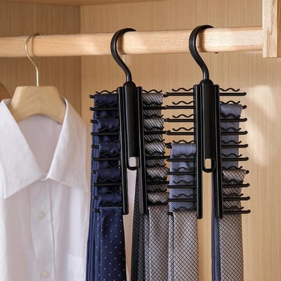Verstelbare Stropdas Opbergrek 360 Graden Roterend Huishoudelijk Heren Stropdas Plank Riem Zijden Sjaal Houder Kast Organizer Hangers Rek zwart