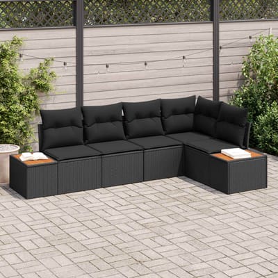 vidaXL - Tuinbank - Set - 5 - st - 5-Aantal - zitplaatsen - Zwart - Poly - rattan