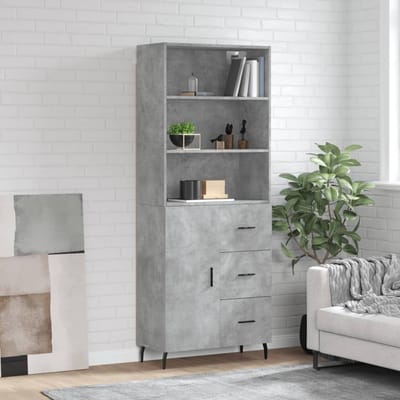 vidaXL - Hoge - kast - 69,5x34x180 - cm - bewerkt - hout - betongrijs