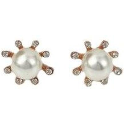 Boucles d'oreilles clous mignonnes en perle et strass pour femmes Bijoux de piercing Cristal Zircon Anneau d'oreille Mode coréenne Accessoires de fête de mariage white