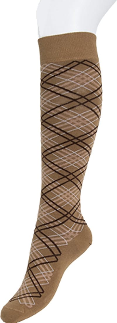 Bonnie Doon Kniekous met Tartan Ruiten Katoen Kleur Argan Bruin Maat 36/42 Gladde Teennaad - Ruiten - MultiColor - Comfort - Warm - Stijlfol - Modern - Voorgewassen - Tartan - Vlakke Teennaad - Kniesokken - Argan Brown - BP241502.606