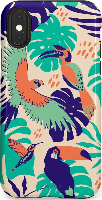 Casetastic Hoesje Geschikt voor Apple iPhone X/Xs - Stijlvolle Beschermende Duo-layer Case - Tropische Vogels