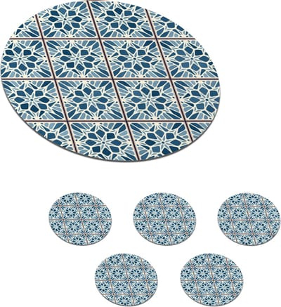 Onderzetters voor glazen - Rond - Tegel - Vintage - Patronen - 10x10 cm - Glasonderzetters - 6 stuks